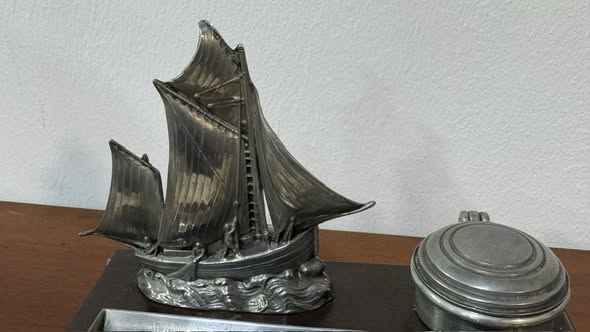 Vintage nautical tin inkwell