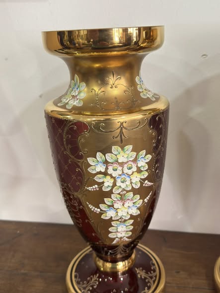 Par de Vasos de Aparato “Tre Fuochi” — Murano, c. 1950–1960
