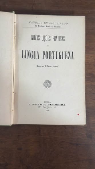 Folha de rosto – Novas Lições Práticas da Língua Portugueza, Livraria Ferreira, Lisboa