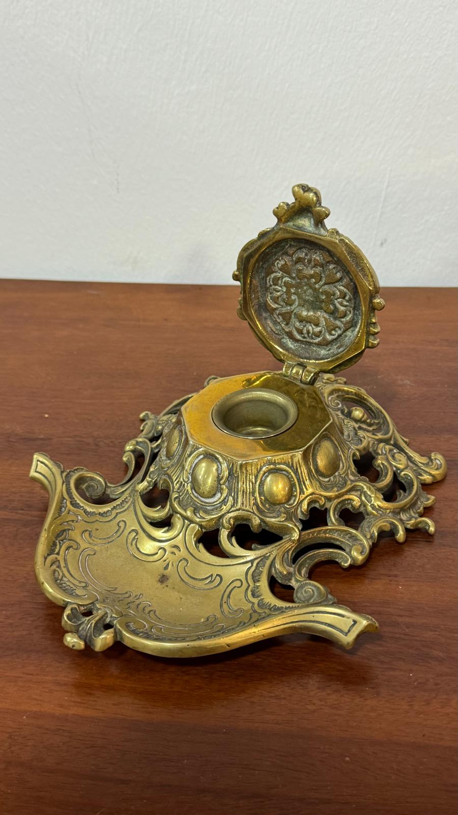 Tinteiro Antigo em Latão – Século XIX