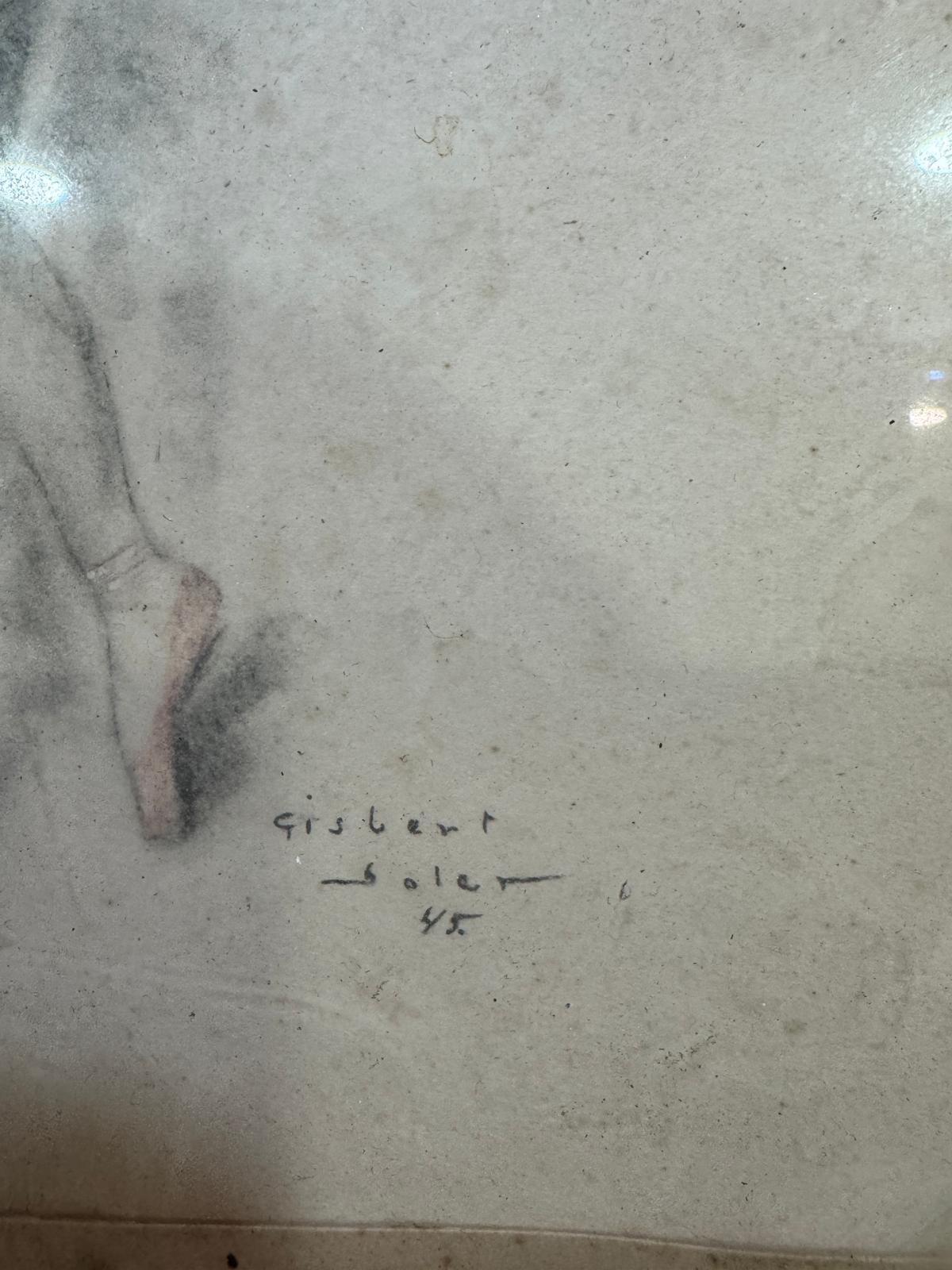 Desenho Original de Bailarina – Gisbert Soler | Moldura Dourada Vintage