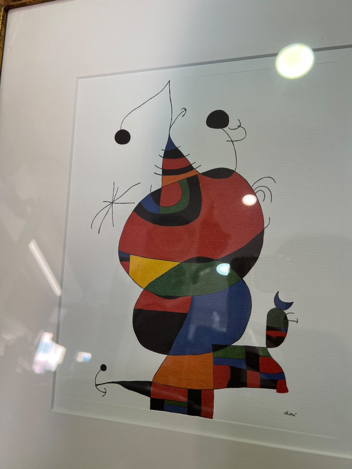 Gravura “Hommage à Picasso” de Joan Miró com Moldura Preta e Dourada