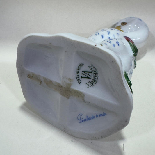 Decorative Vista Alegre duck in hand-painted porcelain.