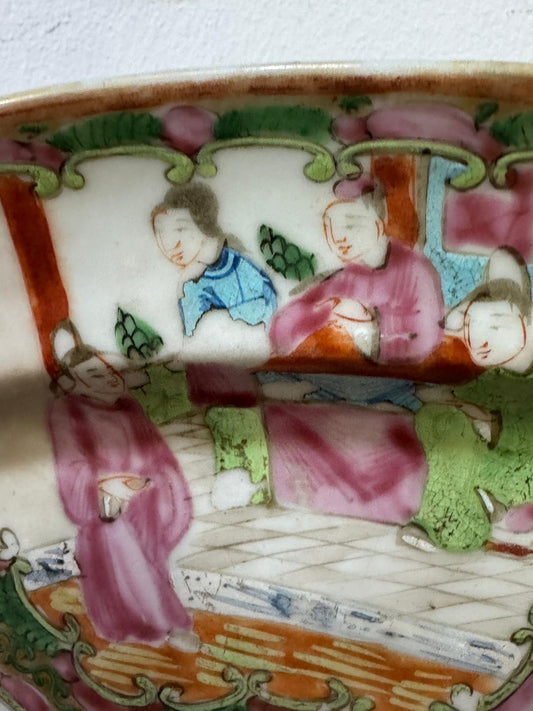 Prato Canton Medalhões Florais - Porcelana Chinesa Século XIX