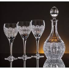Conjunto de copos e decanter em cristal lapidado vintage