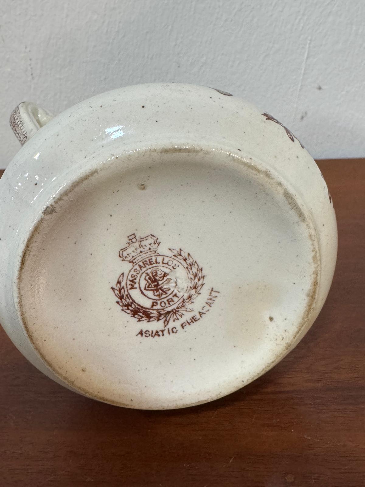 Jarro Antigo Massarelos - Padrão Asiatic Pheasant Transferware Castanho