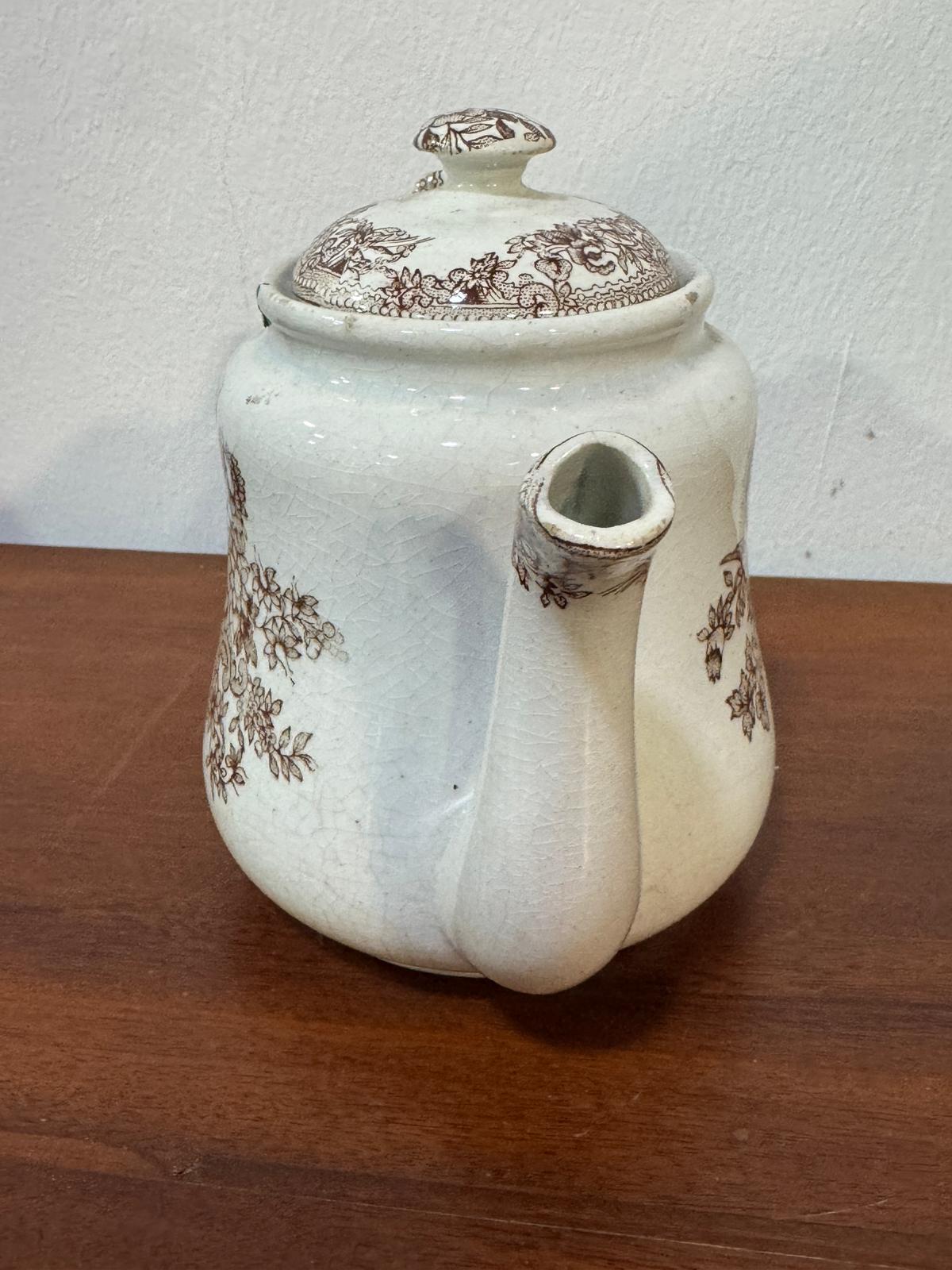 Jarro Antigo Massarelos - Padrão Asiatic Pheasant Transferware Castanho