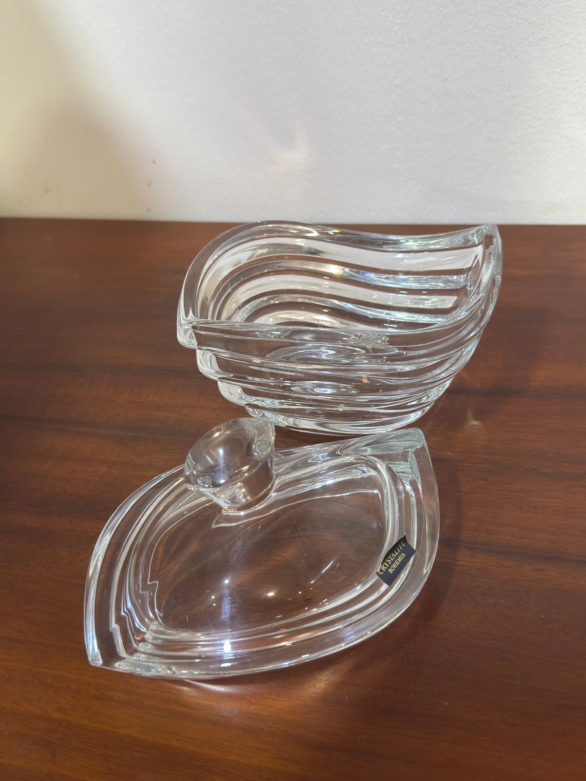 Bomboneira Crystalite Bohemia Design Espiral - Cristal Checo com Tampa