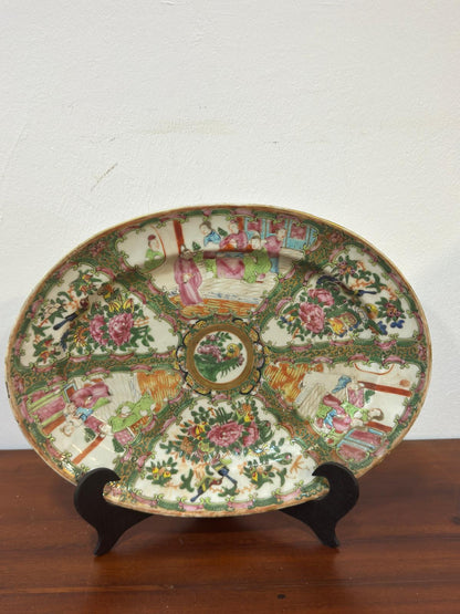 Prato Canton Medalhões Florais - Porcelana Chinesa Século XIX