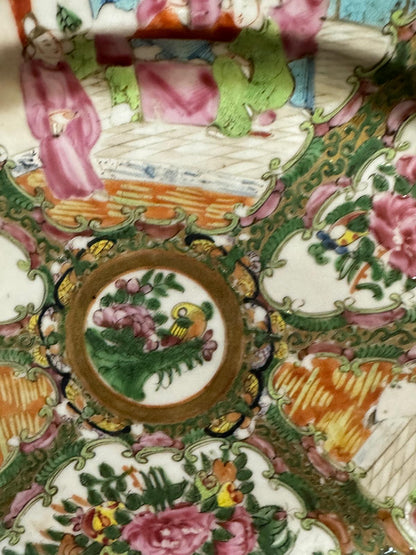 Prato Canton Medalhões Florais - Porcelana Chinesa Século XIX