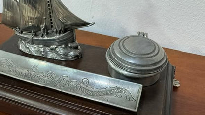 Vintage nautical tin inkwell