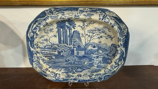 English earthenware serving dish – Blue and white transferware, c. 1810