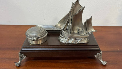 Vintage nautical tin inkwell