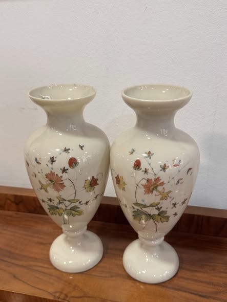 Hand-Painted Glass Vases – Vintage Pair