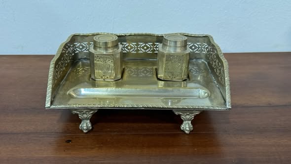 Double Brass Inkwell – Mottahedeh