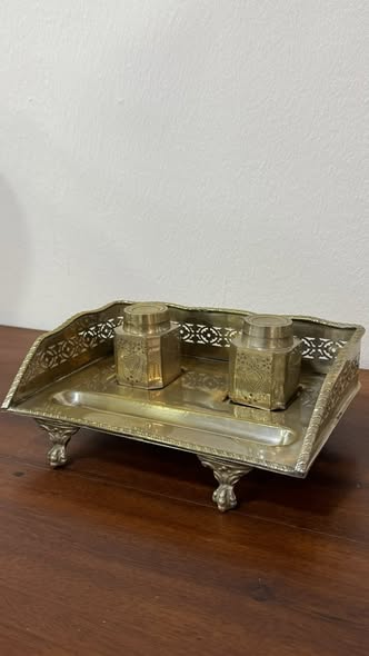 Double Brass Inkwell – Mottahedeh
