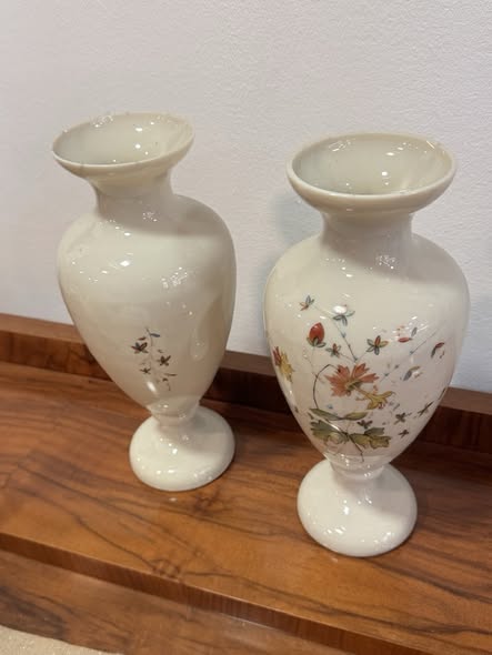 Hand-Painted Glass Vases – Vintage Pair