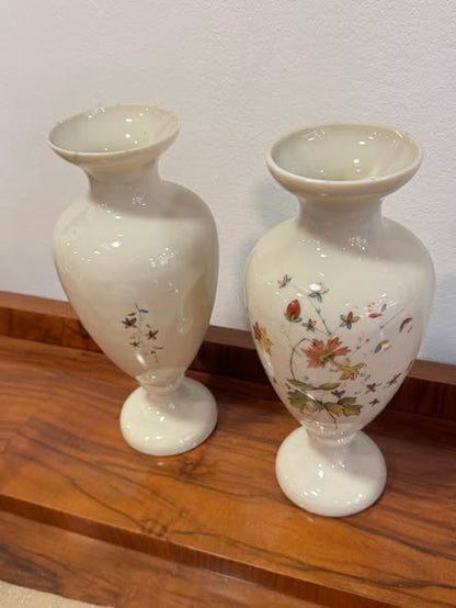Hand-Painted Glass Vases – Vintage Pair