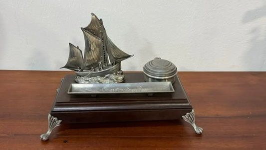 Vintage nautical tin inkwell