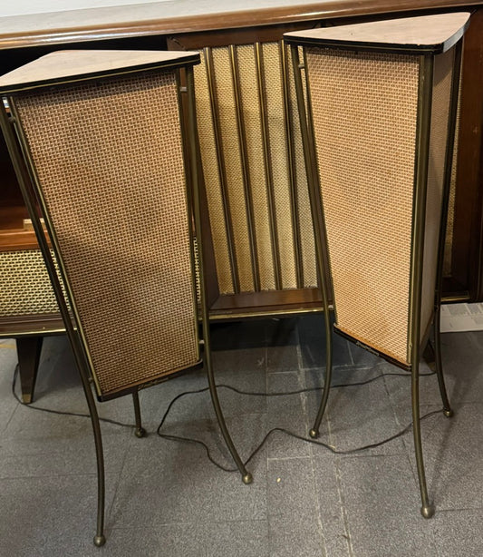 Consola de Rádio e Gira-Discos Schaub Lorenz com Colunas – Estilo Mid-Century Modern (Anos 50/60)