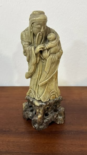 Escultura Chinesa Antiga em Pedra-Sabão – Fuxing, Deus da Felicidade
