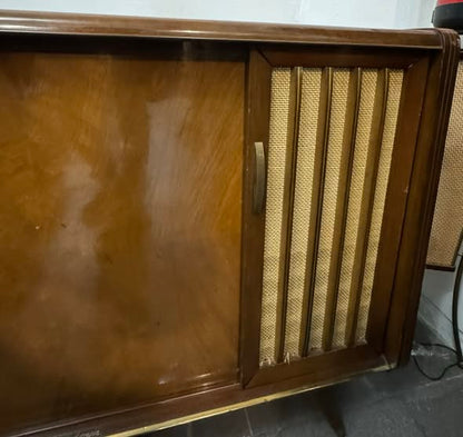 Consola de Rádio e Gira-Discos Schaub Lorenz com Colunas – Estilo Mid-Century Modern (Anos 50/60)