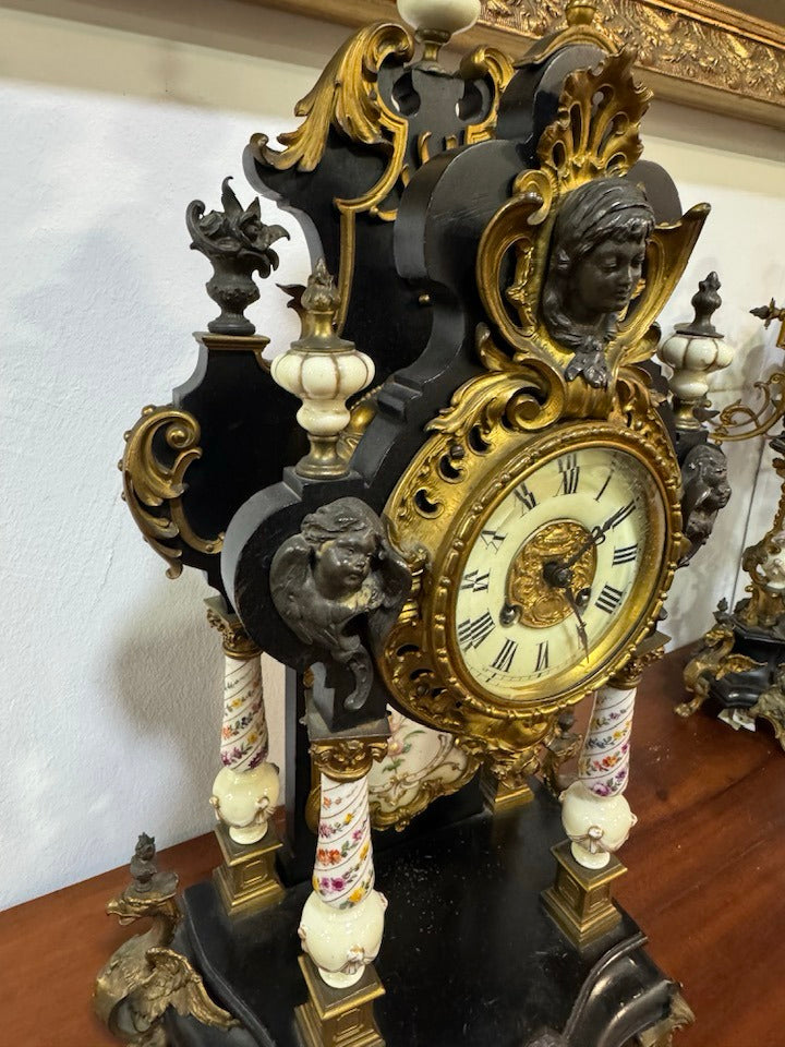 Relógio de Lareira Antigo Francês – Estilo Napoleão III – Século XIX