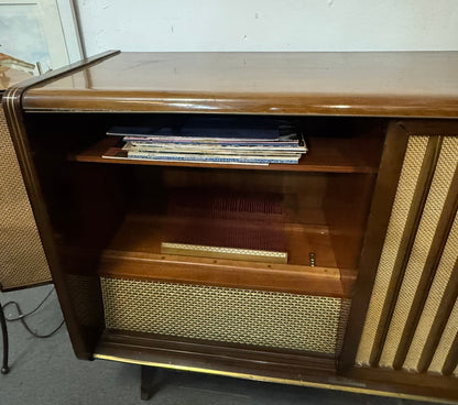 Consola de Rádio e Gira-Discos Schaub Lorenz com Colunas – Estilo Mid-Century Modern (Anos 50/60)