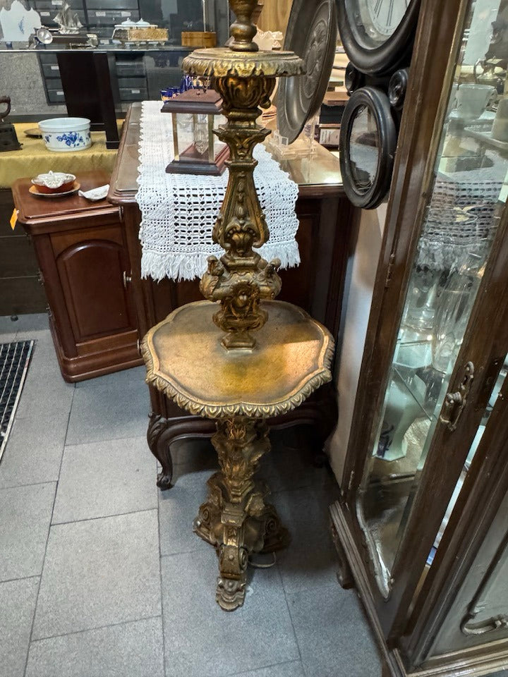Mesa-Pedestal Dourada Entalhada – Estilo Rococó Revival (séc. XIX-XX)