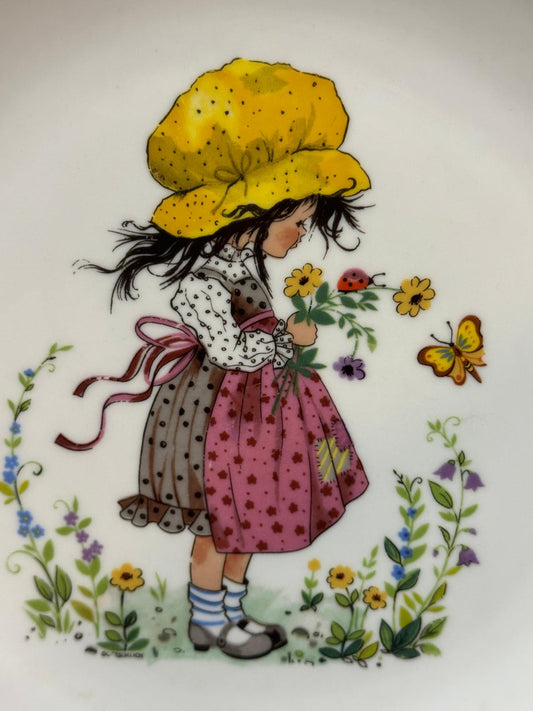 Tigela Vintage Winterling Estilo Sarah Kay - Menina com Chapéu Amarelo Anos 70/80