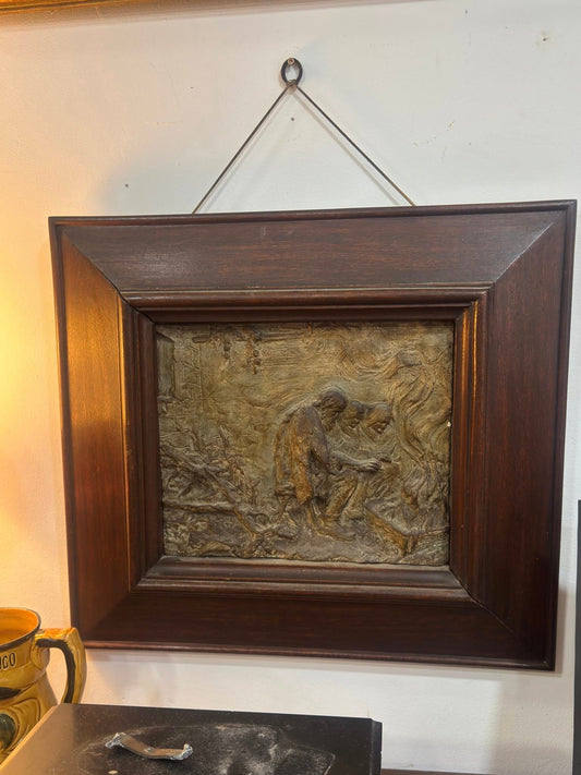 Relevo Religioso em Gesso - Cena Bíblica Emoldurada - Arte Sacra