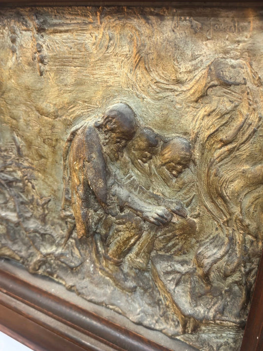 Relevo Religioso em Gesso - Cena Bíblica Emoldurada - Arte Sacra