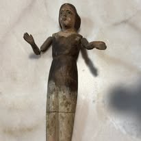 Conjunto de Três Santos Antigos em Madeira Policromada