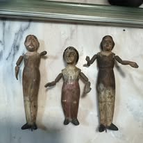 Conjunto de Três Santos Antigos em Madeira Policromada