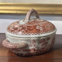 Porcelain Terrine with Brown and White Floral Decoration