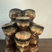 Porta-Ovos Vintage de Monges em Cerâmica - Anos 50/60