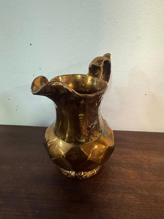 Jarra de Lustrina de Cobre Inglesa com Decoração Floral