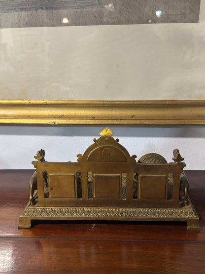 Tinteiro Neoclássico em Bronze com Esfinges