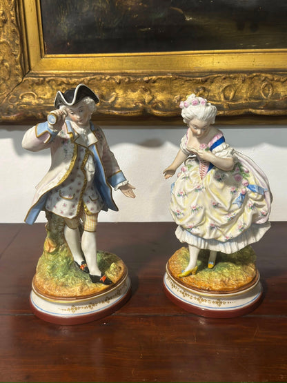 Par de Figuras em Biscuit Vion & Baury - Casal Aristocrata Século XIX