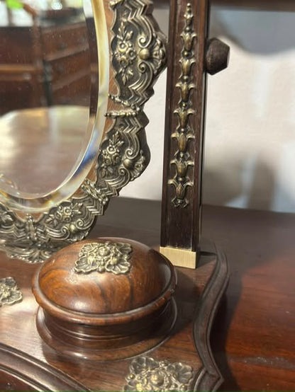 Conjunto de Secretária em Pau-Santo com Aplicações em Prata - Século XIX/XX