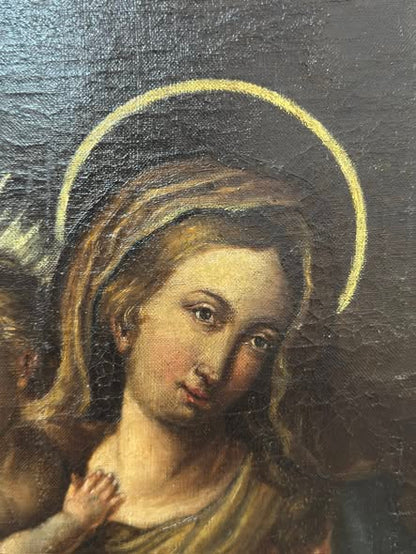 Sagrada Família – Pintura a Óleo sobre Tela com Moldura Dourada | Arte Sacra Europeia Original