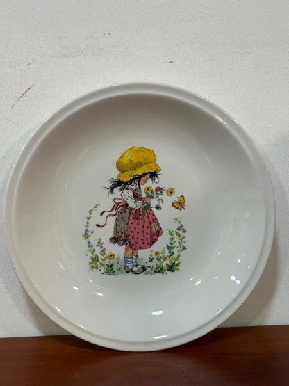 Tigela Vintage Winterling Estilo Sarah Kay - Menina com Chapéu Amarelo Anos 70/80