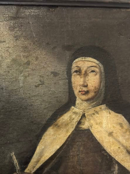 Santa Teresa de Ávila – Pintura a Óleo sobre Tela | Escola Espanhola, Século XVII/XVIII | Arte Sacra Original