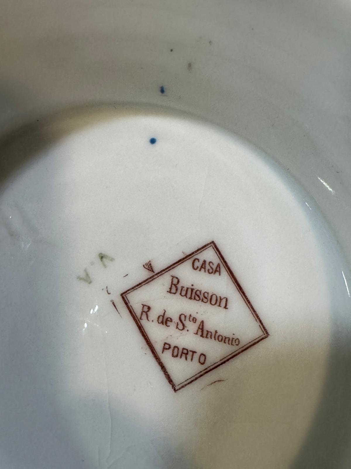 Sopeira Antiga Vista Alegre - Decoração Floral Azul e Dourada - Casa Buisson Porto