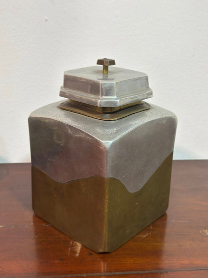 Caixa Vintage Art Déco em Estanho e Latão - Tea Caddy