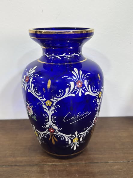 Vaso Azul-Cobalto — Vidro Soprado Marinha Grande, c. 1960–1970