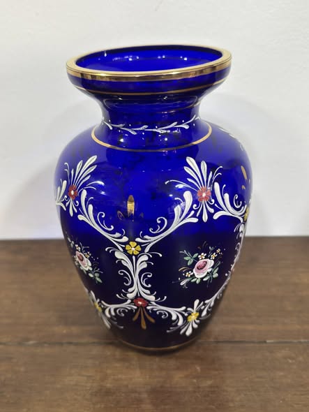 Vaso Azul-Cobalto — Vidro Soprado Marinha Grande, c. 1960–1970