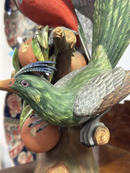 "Orange-peckers" — Biscuit Porcelain Sculptural Group Vista Alegre
