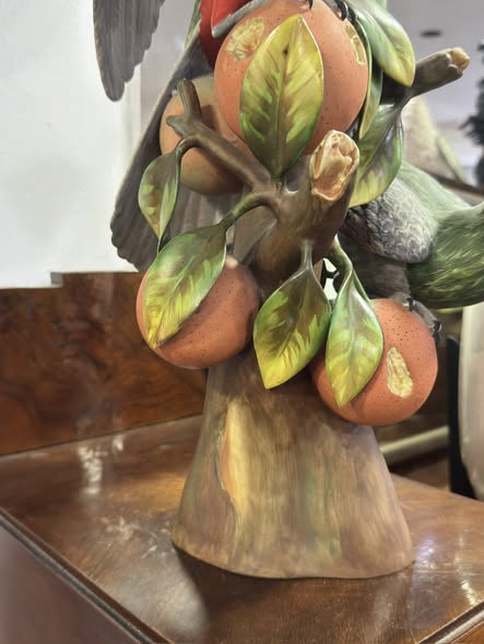 "Orange-peckers" — Biscuit Porcelain Sculptural Group Vista Alegre