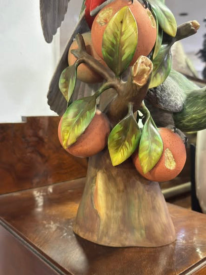 "Orange-peckers" — Biscuit Porcelain Sculptural Group Vista Alegre